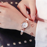 Luxury women's fashion dress watch small brown vintage leather bracelet watches