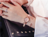 Luxury women's fashion dress watch small brown vintage leather bracelet watches