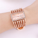 Square Full Diamond Bracelet Watch Analog Quartz Movement Wrist Watch