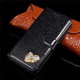 High Quality Glitter Bling Case For iPhone  Flip Leather Book Wallet Cover