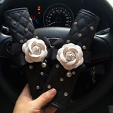 High Quality Luxury Crystal Rhinestones Camellia Flower Car Interior Accessories