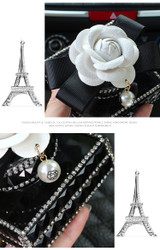 High Quality Luxury Crystal Rhinestones Camellia Flower Car Interior Accessories