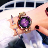 Luxury Women's Watch Rose Gold Starry Sky Magnetic Mesh Rhinestone