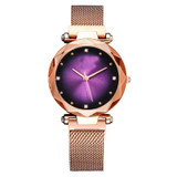 Luxury Women's Watch Rose Gold Starry Sky Magnetic Mesh Rhinestone