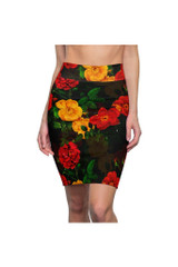 Jupe crayon à fleurs pour femmes
