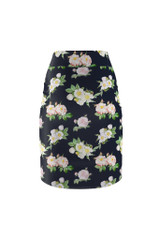 Jupe crayon femme bleu foncé à fleurs