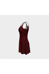 Robe évasée rouge à imprimé léopard