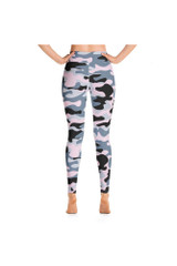 Legging de yoga rose à motif camouflage