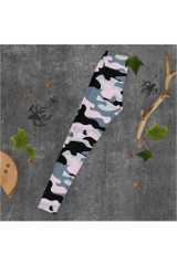 Legging de yoga rose à motif camouflage