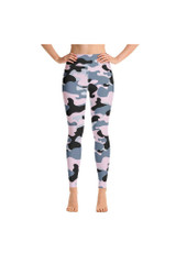 Legging de yoga rose à motif camouflage
