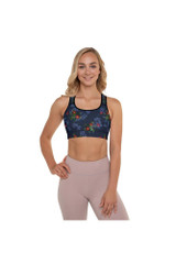 Soutien-gorge de sport rembourré à fleurs bleu marine