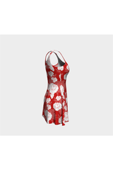Robe évasée à fleurs rouge
