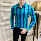 Striped Men's Shirt Dress Business Casual Shirts Long Sleeve Slim Fit Men Shirt 2019 Autum Tuxedo Social Shirts Male Clothing