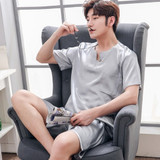 Thoshine Brand Spring Summer Autumn Men Satin Silk Pajamas Sets of T-shirt & Shorts Male Pijama Sleepwear Leisure Home Clothing