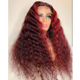 Topodmido 13x6 Red Color Lace Front Human Hair Wigs with Baby Hair Highlight Color Brazilian Remy Hair Lace Front Wig  for Women