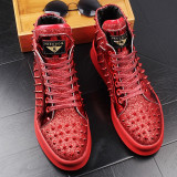 Stephoes 2020 Men Fashion Casual Ankle Boots Spring Autumn Punk Style Rivets Trend Shoes Male Leather High Top Hip Hop Sneakers