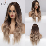 EASIHAIR Long Black to Brown Ombre Wigs Synthetic Wigs For Black/White Women Glueless Wavy Cosplay Wigs Heat Resistant Daily Wig EASIHAIR Long Black to Brown Ombre Wigs Synthetic Wigs For Black/White Women Glueless Wavy Cosplay Wigs Heat Resistant Daily Wig