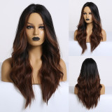 EASIHAIR Long Black to Brown Ombre Wigs Synthetic Wigs For Black/White Women Glueless Wavy Cosplay Wigs Heat Resistant Daily Wig EASIHAIR Long Black to Brown Ombre Wigs Synthetic Wigs For Black/White Women Glueless Wavy Cosplay Wigs Heat Resistant Daily Wig