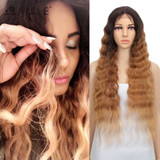 Noble Synthetic Lace Front Wig 30 Inch Long Wavy Wig Ombre Blonde Wig Lace Front Wigs For Black Women Cosplay Lace Front Wig