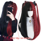 WTB Long Straight Hair Black Synthetic Lolita Wigs with Bangs for Women Fashion Female Cosplay Party Christmas Wigs Free Gifts