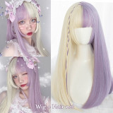 WTB Long Straight Hair Black Synthetic Lolita Wigs with Bangs for Women Fashion Female Cosplay Party Christmas Wigs Free Gifts