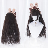 WTB Long Straight Hair Black Synthetic Lolita Wigs with Bangs for Women Fashion Female Cosplay Party Christmas Wigs Free Gifts