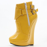 jialuowei High Heel Boots Women 7 inch Extreme High Heel Platform Sexy Fetish Wedge Heeled Buckle Straps Ankle Boots Size 36-46 jialuowei High Heel Boots Women 7 inch Extreme High Heel Platform Sexy Fetish Wedge Heeled Buckle Straps Ankle Boots Size 36-46