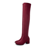 2020 Sexy Thigh High Boots Platform Winter Boots Women Shoes Stretch Over the Knee Boots High Heels Suede Red Grey Long Boots