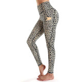 High Waist Pocket Leggings Leopard Print Workout Women Clothes