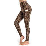 High Waist Pocket Leggings Leopard Print Workout Women Clothes