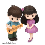 1 pair Cute Lovers Couple Figurines Miniature Craft with Guitar Ornament Fairy Garden Decor home decoration accessories