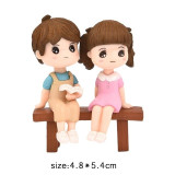 1 pair Cute Lovers Couple Figurines Miniature Craft with Guitar Ornament Fairy Garden Decor home decoration accessories
