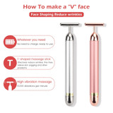 24k Gold Face Lift Bar Roller Vibration Slimming Massager Facial Stick Facial Beauty Skin Care