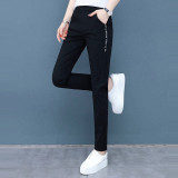 Casual Women Pants Side-Stripe Lace-Up Harem