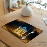 Muslim EID Mubarak Decor Linen Place Mat Ramadan Decoration for Home Muslim