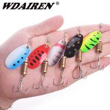 Rotating Spinner Fishing Lure 2.5g 3.5g 5.5g Spoon Sequins Metal Hard Bait Treble Hooks