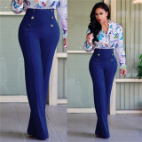 Women's Summer Wide Leg Long Trousers Casual Vintage High Waist Chiffon Side Split Bohemia Skirt Pants