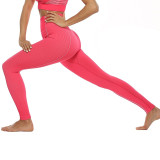 Seamless Women Yoga Set Leggings+Cropped Shirts Gym Workout Sport Clothing