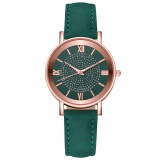 Starry Sky Dial Women Fashion Roman Scale Rhinestone Leather Wrist Watch