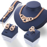Vintage Gold Jewelry Sets Necklace Earrings Bracelet Ring