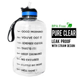 QuiFit 3.78L 2.2L 1.3L 128oz Gallon Water Bottle with Straw Clear Plastic Drinking Bottles