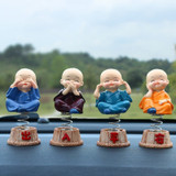 Car Ornaments 4Pcs/set Resin Bobble Heads Monks Buddha Figure Car Ornaments 4Pcs/set Resin Bobble Heads Monks Buddha Figure
