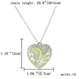 Glow In The Dark Necklace Chocker Hollow Heart Locket Glowing Stone Pendant Stainless Steel Chain