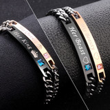 Women Silver Color Rose Gold Crystal Heart Charm Bracelet