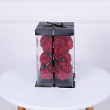 25cm Teddy Bear Rose with Box Heart Red Flower Artificial