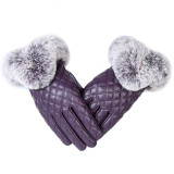Fashion Women Warm Thick Winter Gloves Leather Elegant Girls