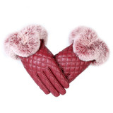 Fashion Women Warm Thick Winter Gloves Leather Elegant Girls