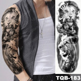 Large Arm Sleeve Tattoo Lion Crown King Rose Waterproof Temporary Tatoo Sticker Wild Wolf Tiger Men Full Skull Totem Tatto