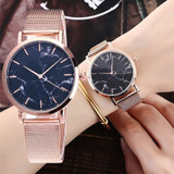 Women Marble Gold Silver Mesh Band Wrist Watch Digtal Quartz Watches