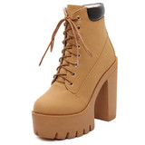 Fashion Women Lace Up Thick Heel Martin Boots